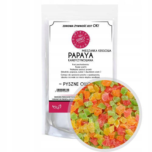 Papaja Kandyzynowana kostka kolorowa - 500g Mieszanka keksowa