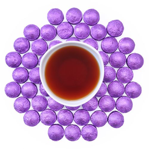 Herbata Czerwona PUERH fioletowa TUOCHA Chryzantemum - 100g prasowana pu erh